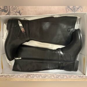 Calvin Klein Leather Tall Black Riding Boots